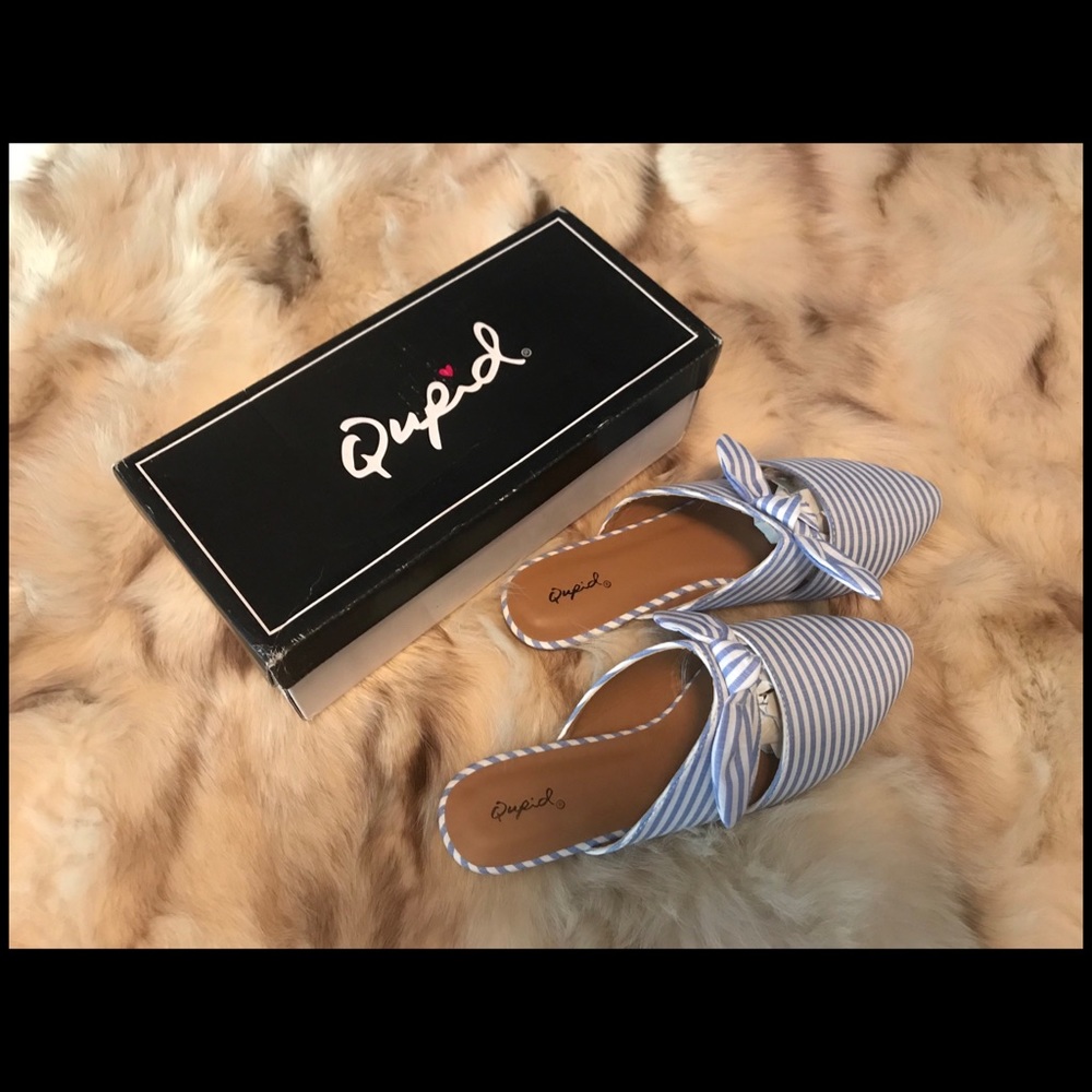 Women’s Qupid Nautical Striped Bow Flat Sz 10 NIB